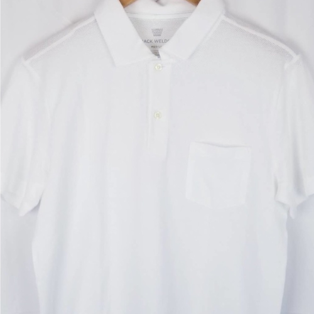 Mack Weldon Men's White Vesper Polo Short Sleeve Mesh Shirt Size M $78 MSRP